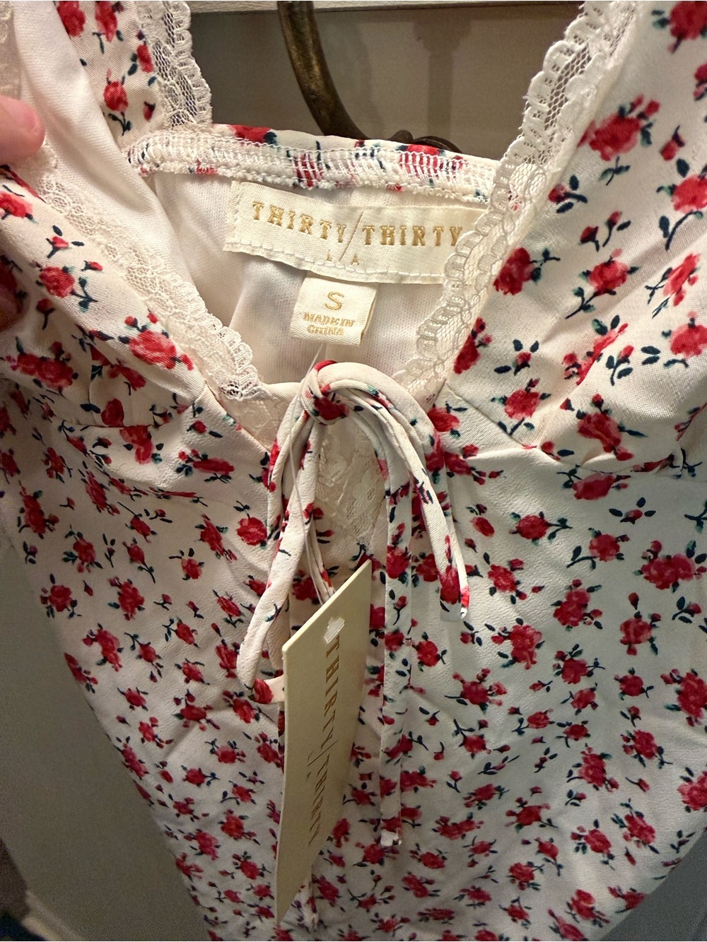 THIRTY THIRTY LA Floral Lace Trim Mini Dress Size Small - Picture 4 of 4